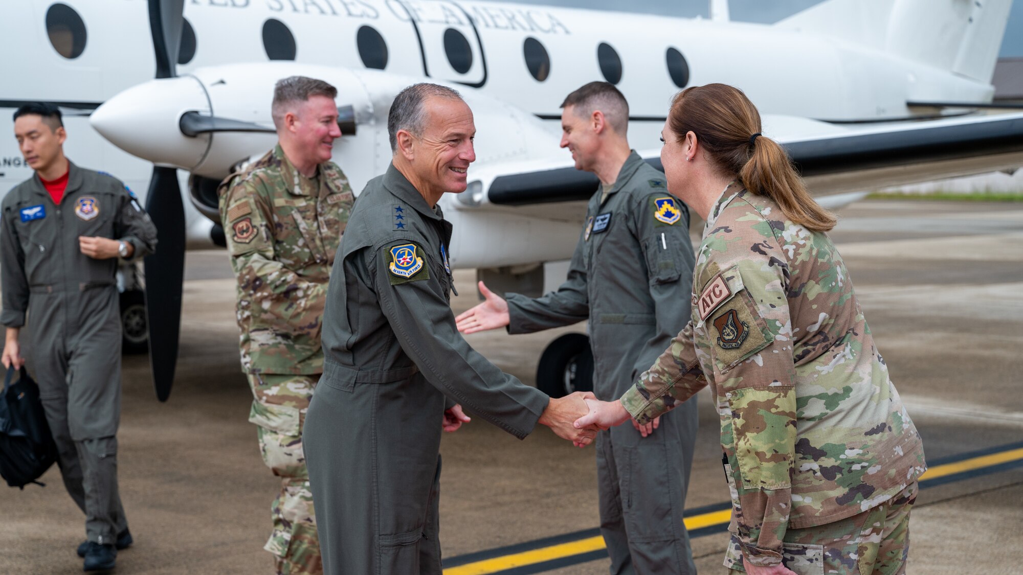 7th Air Force commander and command chief meet and speak with Airmen during mission immersion at Kunsan Air Base
