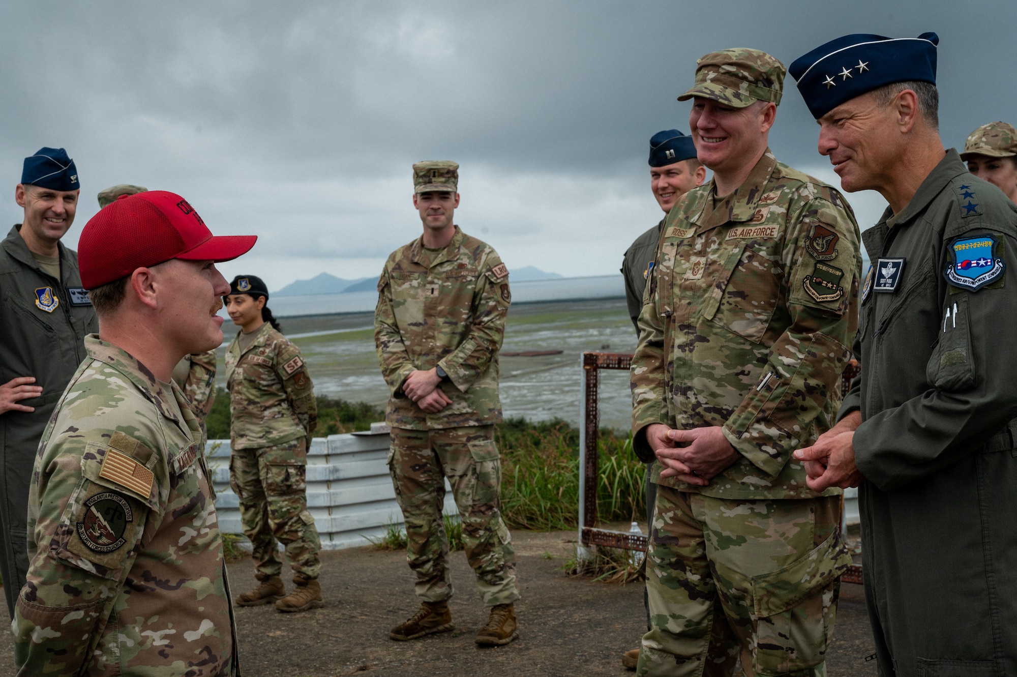7th Air Force commander and command chief meet and speak with Airmen during mission immersion at Kunsan Air Base