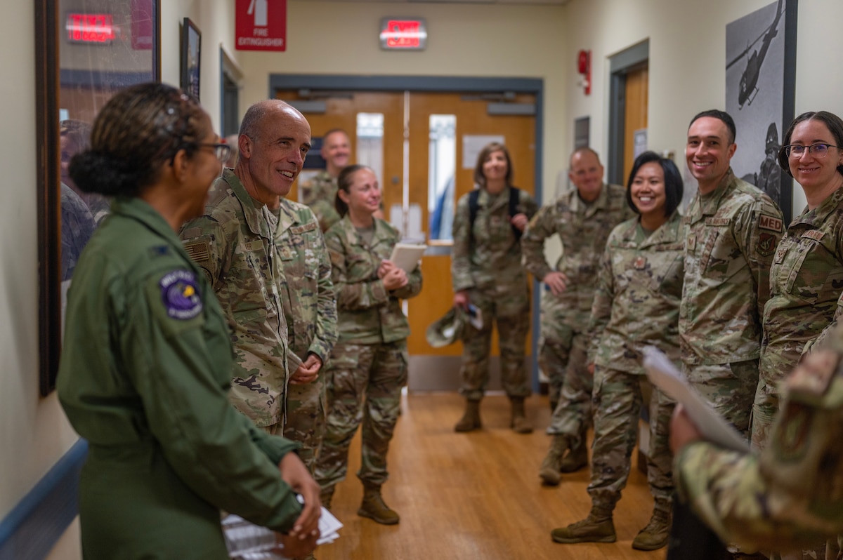 Air Force and Space Force surgeon general, engages with airmen of the 8th Medical Group during an immersion tour at Kunsan Air Base