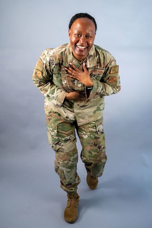 U.S. Air Force Chaplain (Lt. Col.) Meoshia Wilson, Joint Base Anacostia-Bolling senior chaplain, poses for a photo at JBAB, Washington, D.C., Feb. 14, 2024. Wilson has been a chaplain for more than 13 years. Her leadership philosophies are to walk in integrity, to serve people well, to have mutual accountability and to make a positive difference. (U.S. Air Force photo by Kristen Wong)