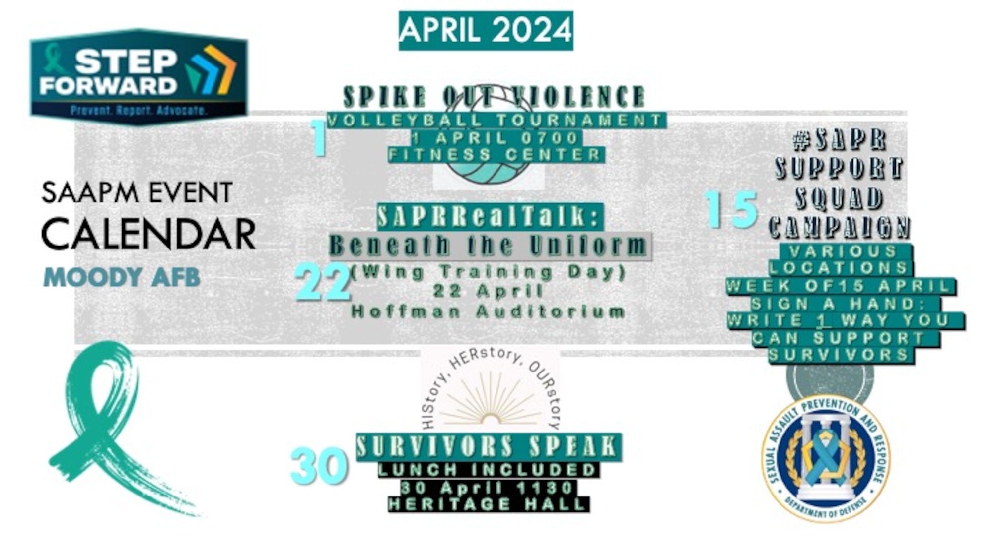 A graphic showing the different dates the SAPR team is hosting events.