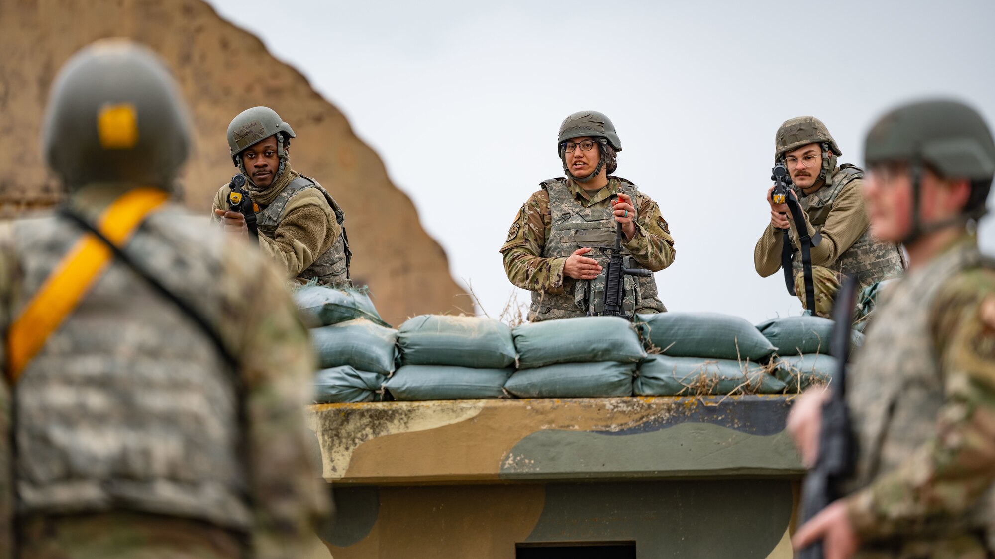 Staff Sgt. Taysia-Lynn Genobaga-Arneho conducts a challenging procedures training for the 80th FGS Airmen.