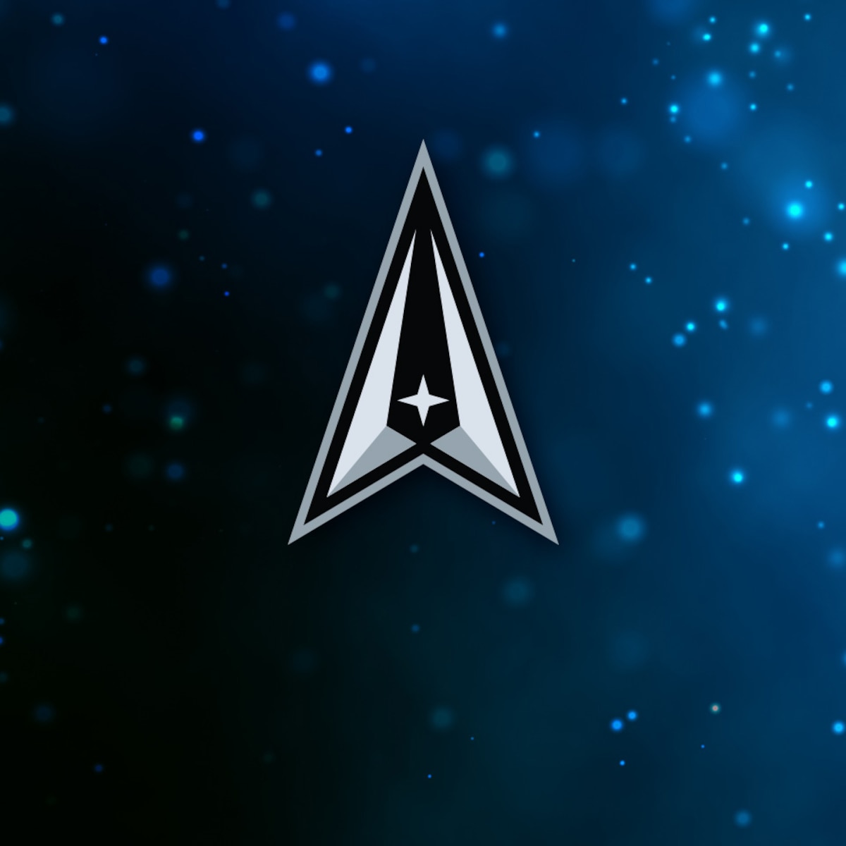 Space Force logo over glitter background [image is not public domain].