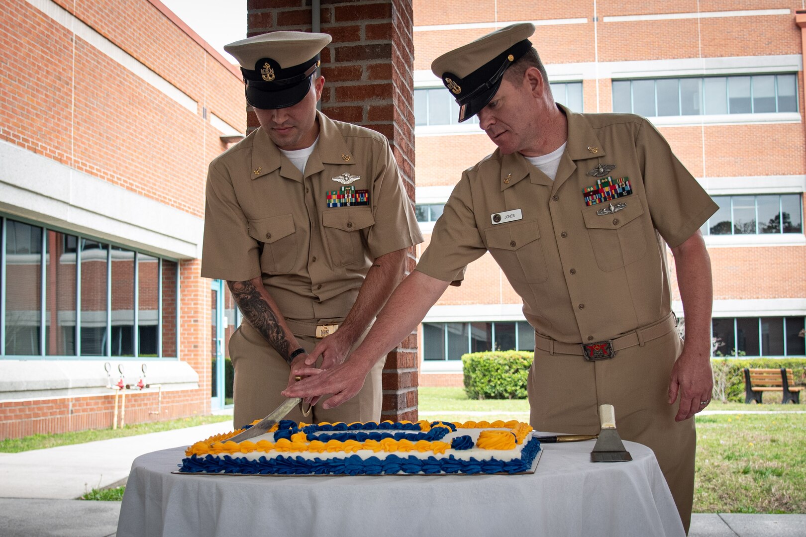 Sailors and staff serving aboard Naval Health Clinic Cherry point celebrated the 131st Birthday of the Chief Petty Officer during a ceremony held Monday, April 1 aboard Marine Corps Air Station Cherry Point.
Chief Petty Officers, past and present, were commended for their leadership and commitment to excellence during the event which involved a ceremonial cake cutting.