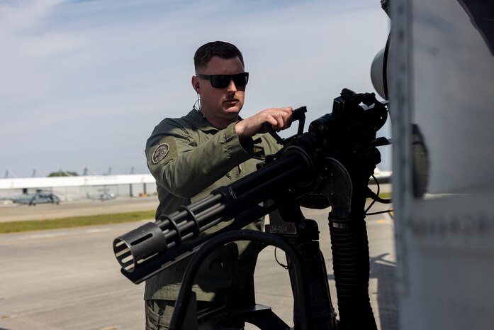 U.S. Marines with Marine Light Attack Helicopter Squadron (HMLA) 167 conduct precision-guided munitions delivery at maritime targets