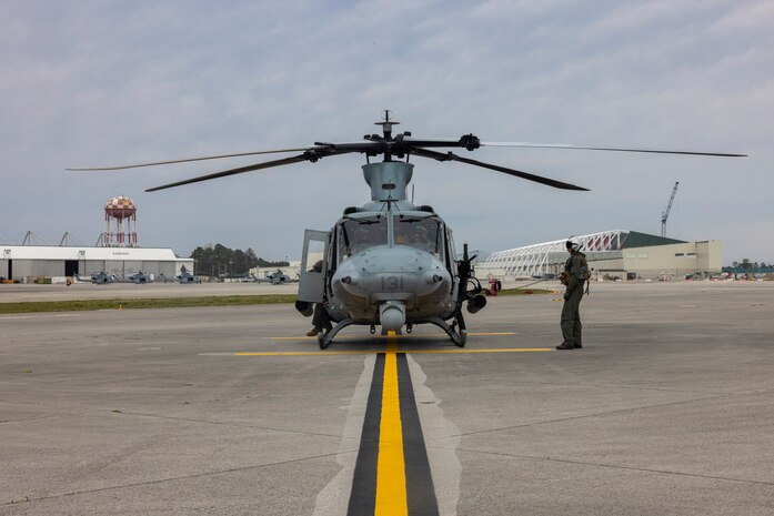 U.S. Marines with Marine Light Attack Helicopter Squadron (HMLA) 167 conduct precision-guided munitions delivery at maritime targets