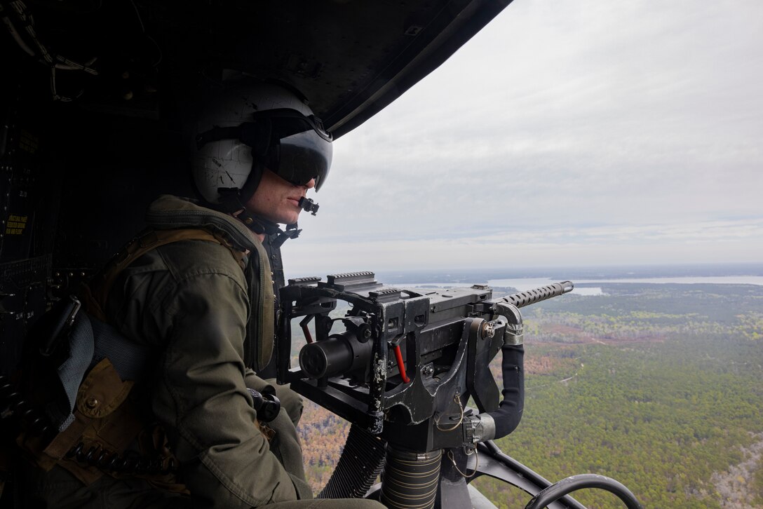 U.S. Marines with Marine Light Attack Helicopter Squadron (HMLA) 167 conduct precision-guided munitions delivery at maritime targets