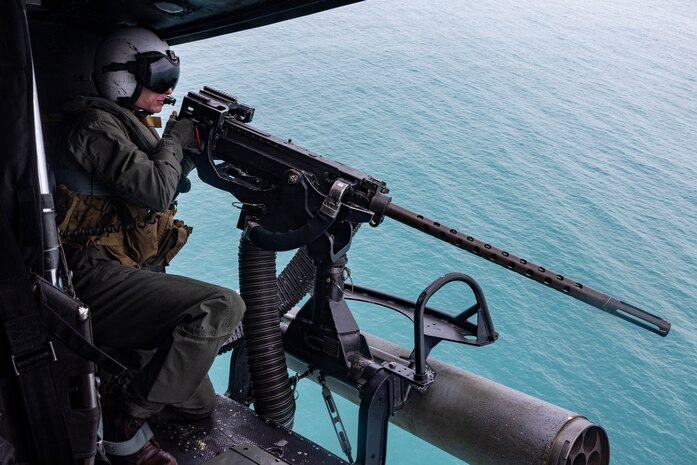U.S. Marines with Marine Light Attack Helicopter Squadron (HMLA) 167 conduct precision-guided munitions delivery at maritime targets