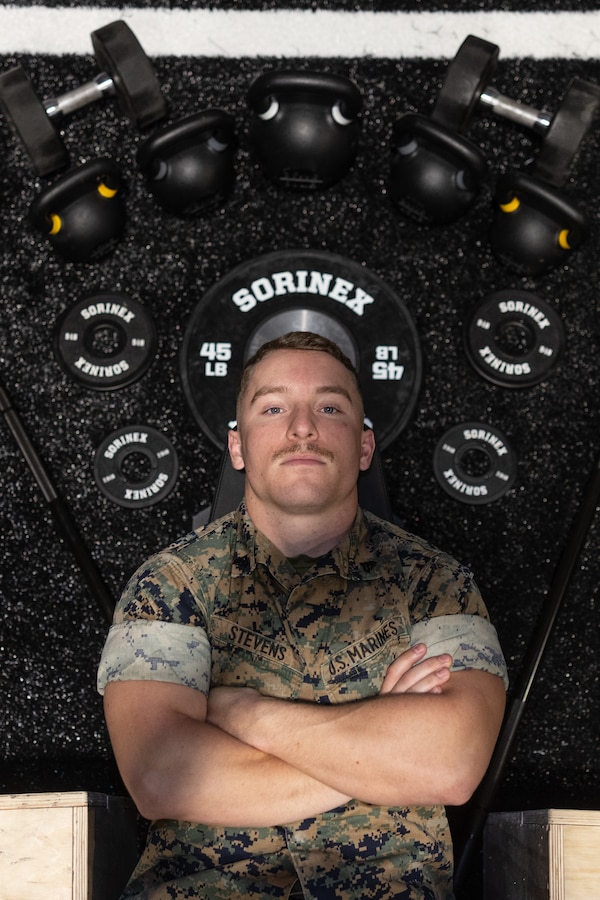 U.S. Marine Corps Cpl. Luke Stevens, Non-Commissioned Officer-In-Charge of the 2nd Marine Logistics Group Human Performance Center, and a native of Millington, Tennessee, poses for a portrait on Camp Lejeune, North Carolina, March 27, 2024. Each week, 2nd MLG recognizes one outstanding Marine or Sailor that goes above and beyond in their duties and embodies the qualities of an outstanding service member. Stevens’ outstanding accomplishments resulted in his selection to the Commanding General’s Human Performance Center initiative, where he manages unit scheduling, all logistical requirements, and daily facilities management. His accomplishments in this role include, briefing the HPC capabilities to executive staff and officers, and supporting daily activities that resulted in the training of more than two thousand 2nd MLG Marines and Sailors. When asked what his goals were while being a member of the HPC, Stevens said, “I want to set the example to my fellow Marines and Sailors on how total fitness can better your lives inside and outside of the Corps.” (U.S. Marine Corps photo by Cpl. Mary Kohlmann)