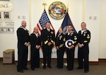 JOINT BASE SAN ANTONIO-FORT SAM HOUSTON – (March 29, 2024) – Rear. Adm. Walter Brafford, commander, Naval Medical Forces Support Command (NMFSC), joined by Command Master Chief Veronica Brittenum, stand with finalists for the command’s Sailor of the Year Program at NMFSC headquarters. NMFSC develops and delivers integrated education and training that produces operational medical experts to project Medical Power in support of Naval Superiority. (U.S. Navy photo by Burrell Parmer, Naval Medical Research Unit San Antonio Public Affairs/Released)