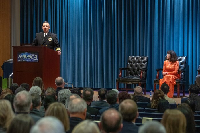 WASHINGTON, DC (March 28, 2024) - Retirement Ceremony in honor of Ms. Giao Phan, Executive Director, Naval Sea Systems Command (NAVSEA) was hosted by Vice Admiral James Downey, Commander, NAVSEA and held in the Humphreys auditorium at the Washington Navy Yard. Mr. Jay Stefany, Principal Civilian Secretary of the Navy for Research, Development and Acquisition was the Master of Ceremonies; and Vice Admiral (RET) Tom Moore, 44th Commander of NAVSEA, was the guest speaker. Ms. Phan retires after 42 civilian years serving the Department of Navy and the U.S. Coast Guard.