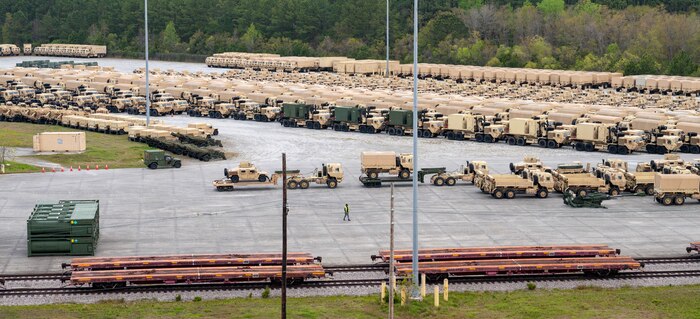 A photo of prepositioned, U.S. Army equipment.