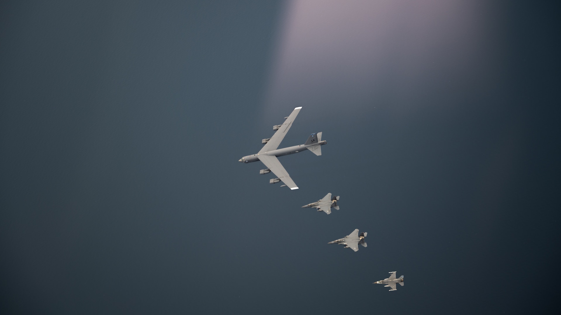 Fighter aircraft from the U.S. 8th Fighter Wing and the Republic of Korea conducted a trilateral escort flight of a U.S. B-52H Stratofortress Bomber operating in the Indo-Pacific, April 2, 2024.