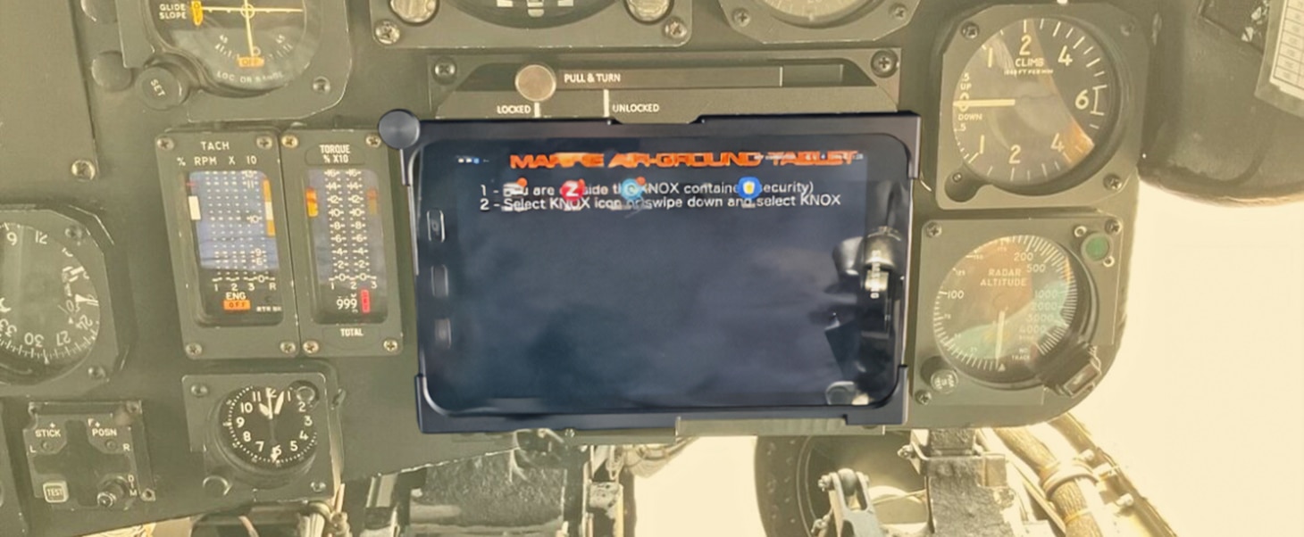 The CH-53E Mission Data Extender team installed the first-ever fully integrated, hard-mounted commercial off-the-shelf tablet functioning as a primary mission display on a naval aircraft.