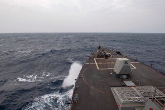 USS Mason (DDG 87) conducts routine operations in the Red Sea.