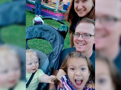 Staff Sgt. Devin Fink with his wife Misty, son Maverick and daughter Tallen.