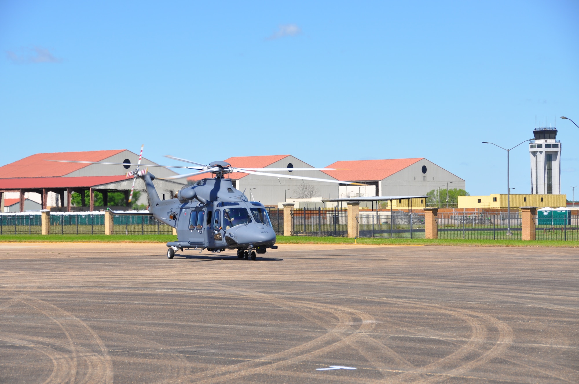 an aircraft taxis on the flight line