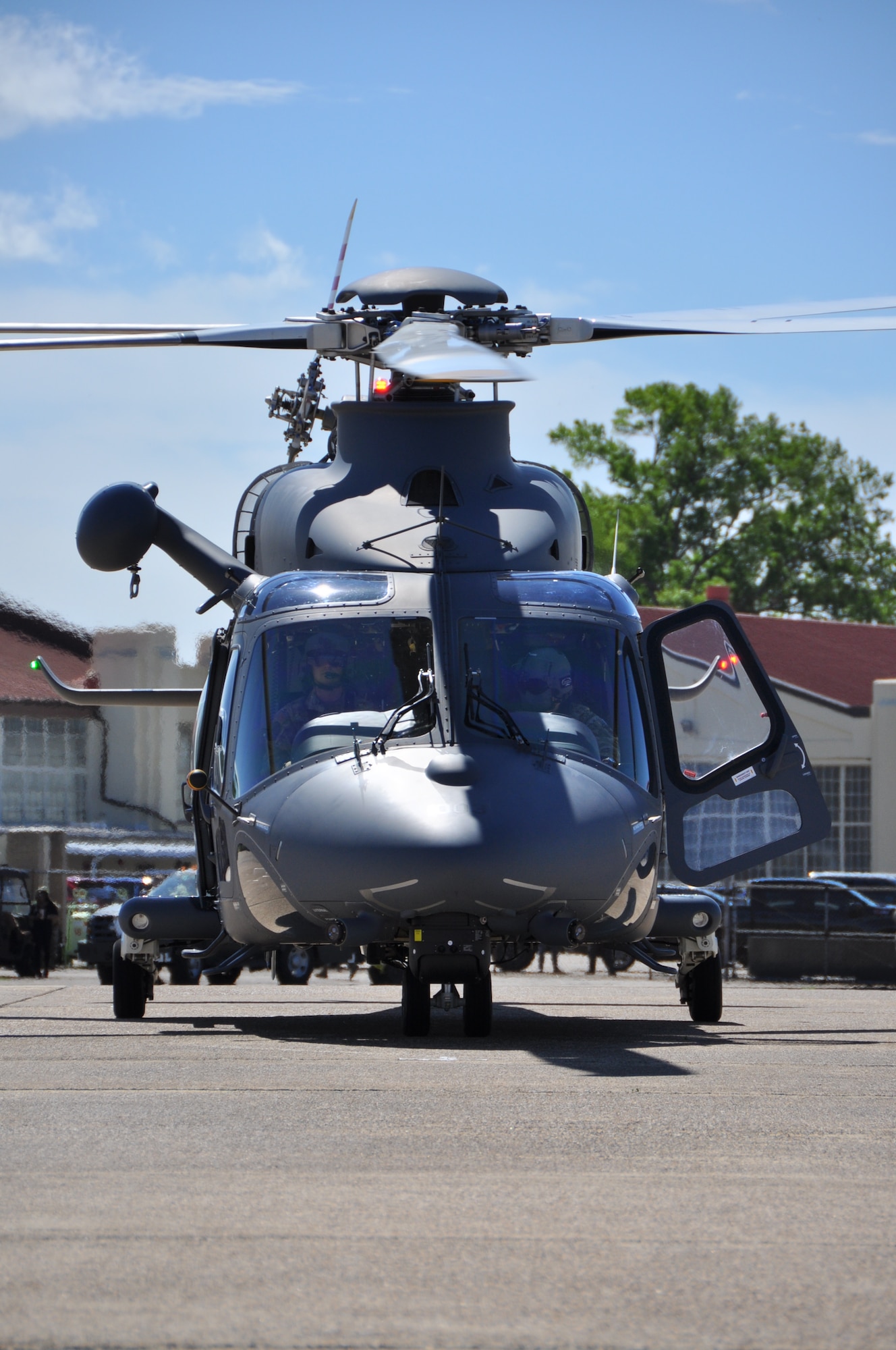 an aircraft parks on the flight line