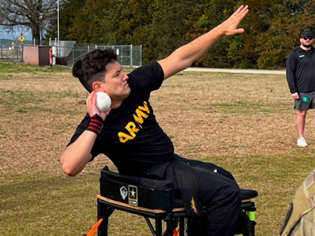 Capt. Nate Degen in shotput competition at the 2024 Army Trials