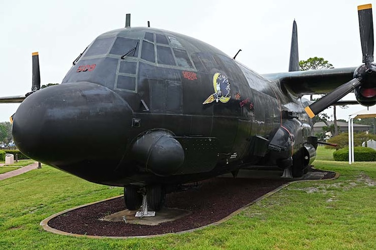 Photo of the AC-130A Spectre aircraft at the Hurlburt Field Memorial Air Park.