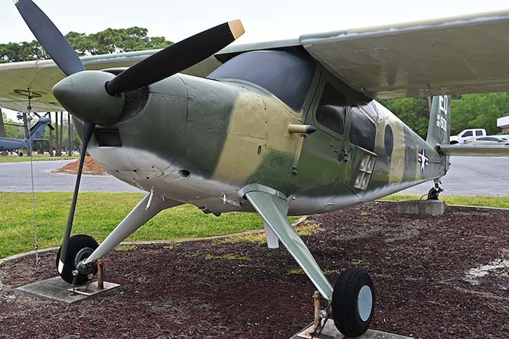 Photo of the U-10A Super Courier aircraft on display at the Hurlburt Field Memorial Air Park.