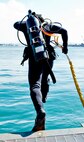 171104-N-OP638-042 CORONADO, Calif. (Nov. 4, 2017) Navy Diver 1st Class Kyle Kinney, assigned to Undersea Rescue Command (URC), jumps into the water during a training exercise at Naval Air Station North Island. URC continuously conducts training to maintain operational readiness and meet the maritime objectives of the U.S. Navy. (U.S. Navy photo by Mass Communication Specialist 2nd Class Jesse L. Gonzalez/Released).
