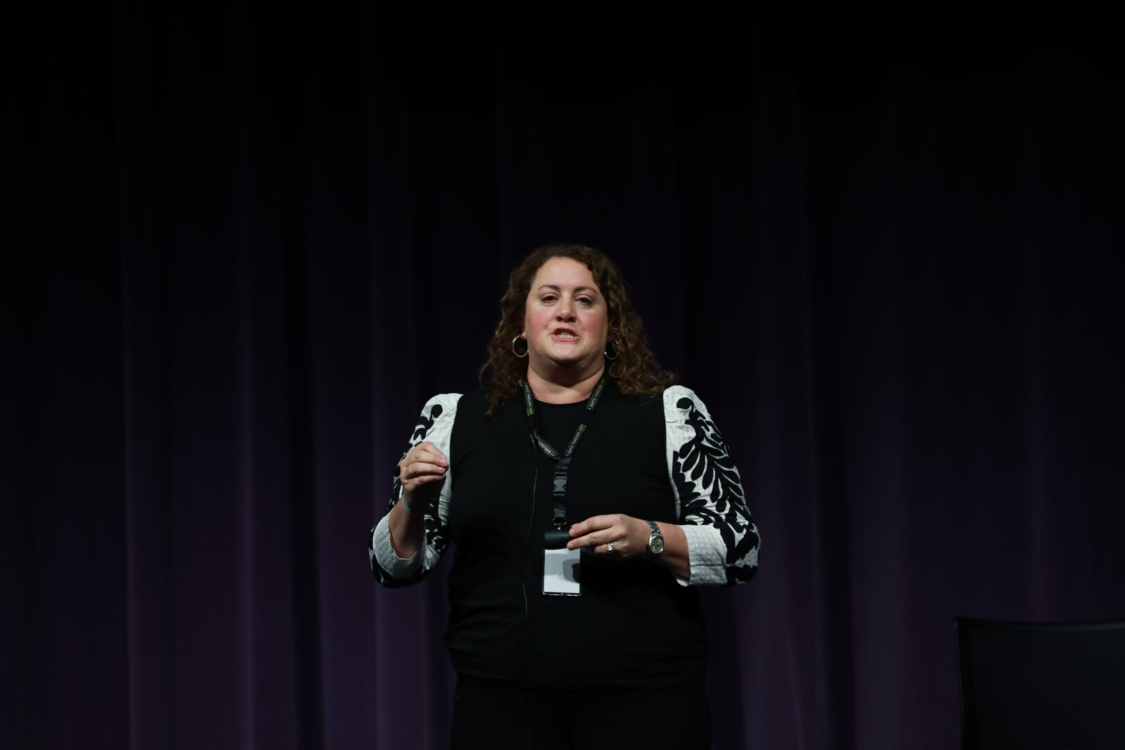 Danica Roark Domokos, director of cross-cultural engagement at the United States Air Force Special Operations School, was the keynote speaker of the Wisconsin Army National Guard's first ever Women's Symposium, March 29, 2024. The events focus was on reinforcing the organization's commitment to gender equality and empowering leaders, women, and allies to advocate for one another. (U.S. National Guard photo by Staff Sgt. Amber Peck)