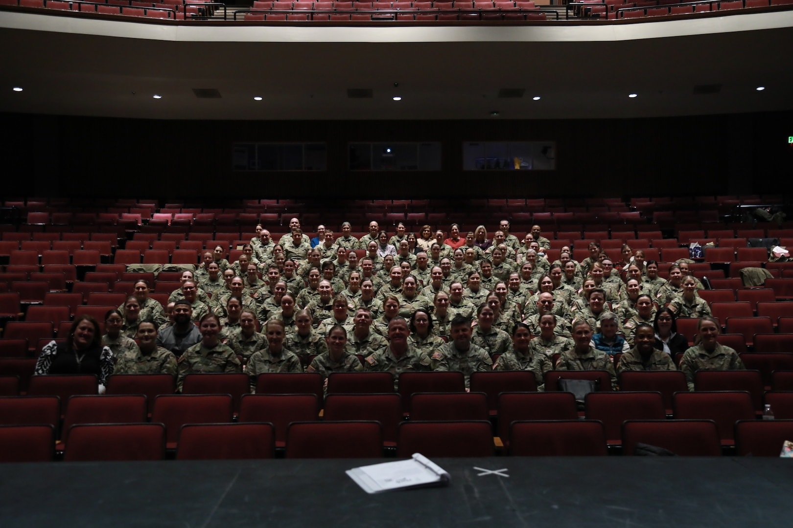 All 150+ attendees of the Wisconsin Army National Guard's first ever Women's Symposium pose together for a photo following the conclusion of the event, March 29, 2024. The focus of the symposium was on reinforcing the organization's commitment to gender equality and empowering leaders, women, and allies to advocate for one another. (U.S. National Guard photo by Staff Sgt. Amber Peck)