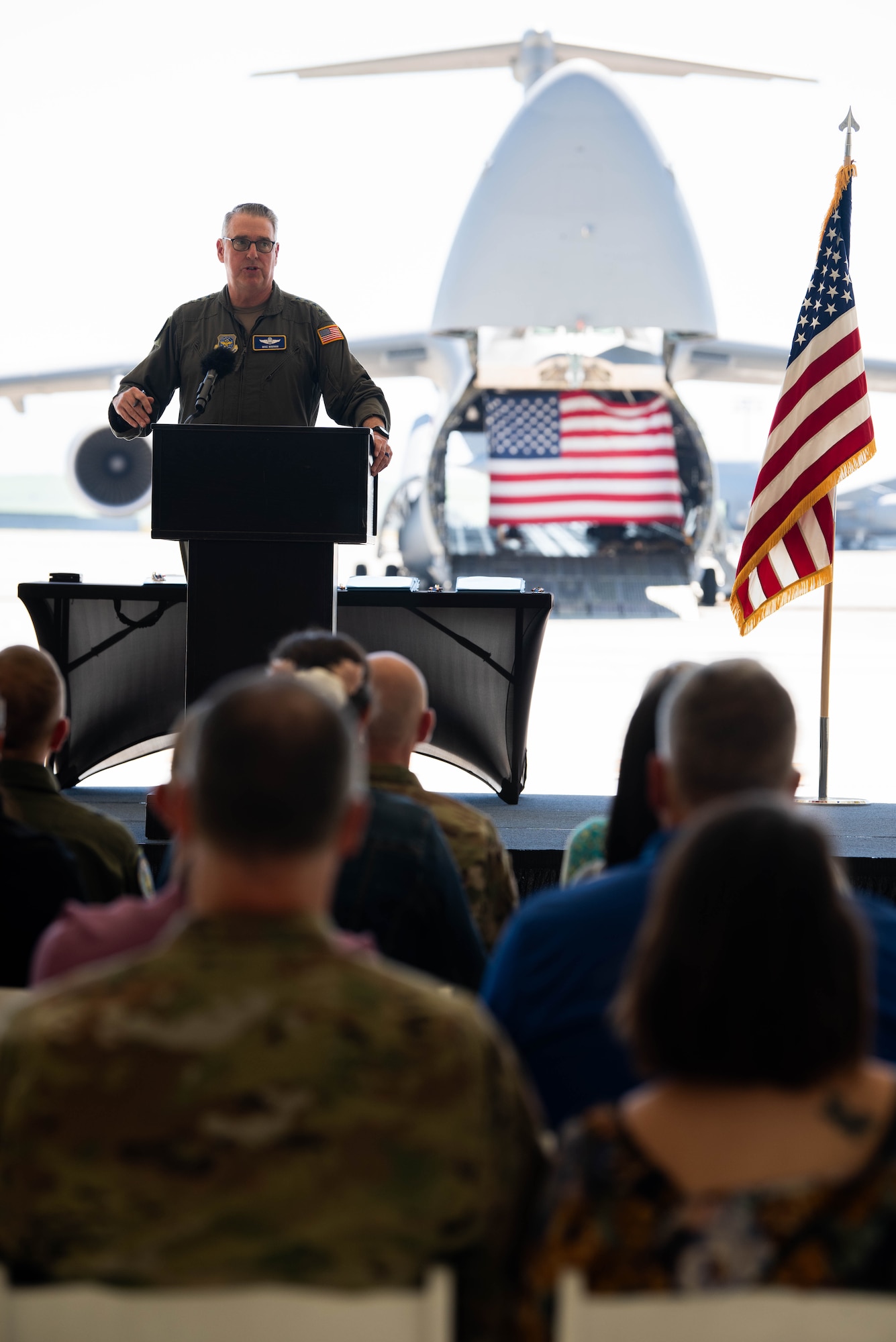 General addresses audience