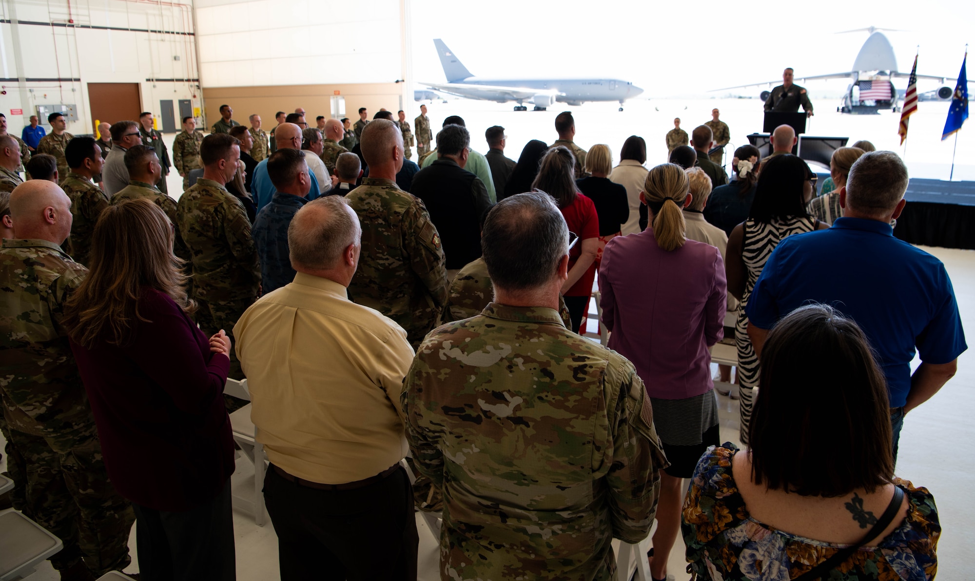 General addresses audience
