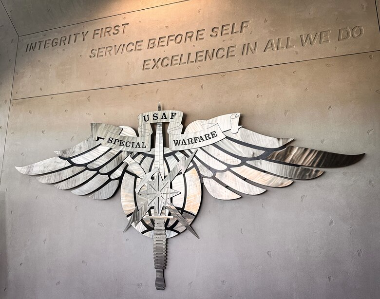 A sign at the entrance of the newly built Maltz Special Warfare Aquatic Training Center for the Air Force’s Special Warfare Training Wing, located on Joint Base San Antonio-Chapman Training Annex