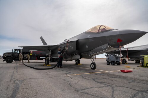 A photo of Airmen and aircraft participating in an agile combat employment exercise