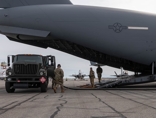 A photo of Airmen and aircraft participating in an agile combat employment exercise