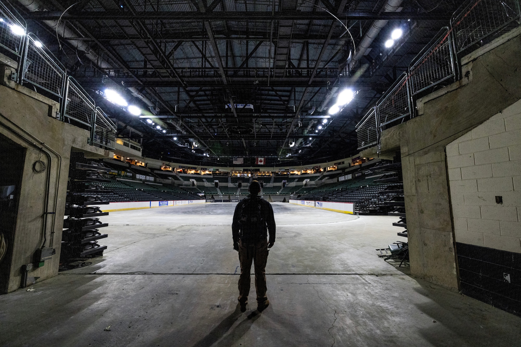 U.S. Army Sgt. Eric J. Boyer, survey team member, 21st Weapons of Mass Destruction-Civil Support Team, New Jersey National Guard, surveys the CURE Insurance Arena in Trenton, New Jersey, March 28, 2024, during joint interagency training.