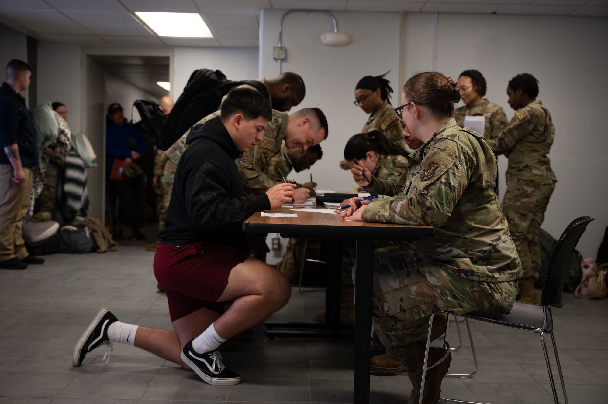 Airmen in-process during an exercise at Eielson Air Force Base, Alaska.