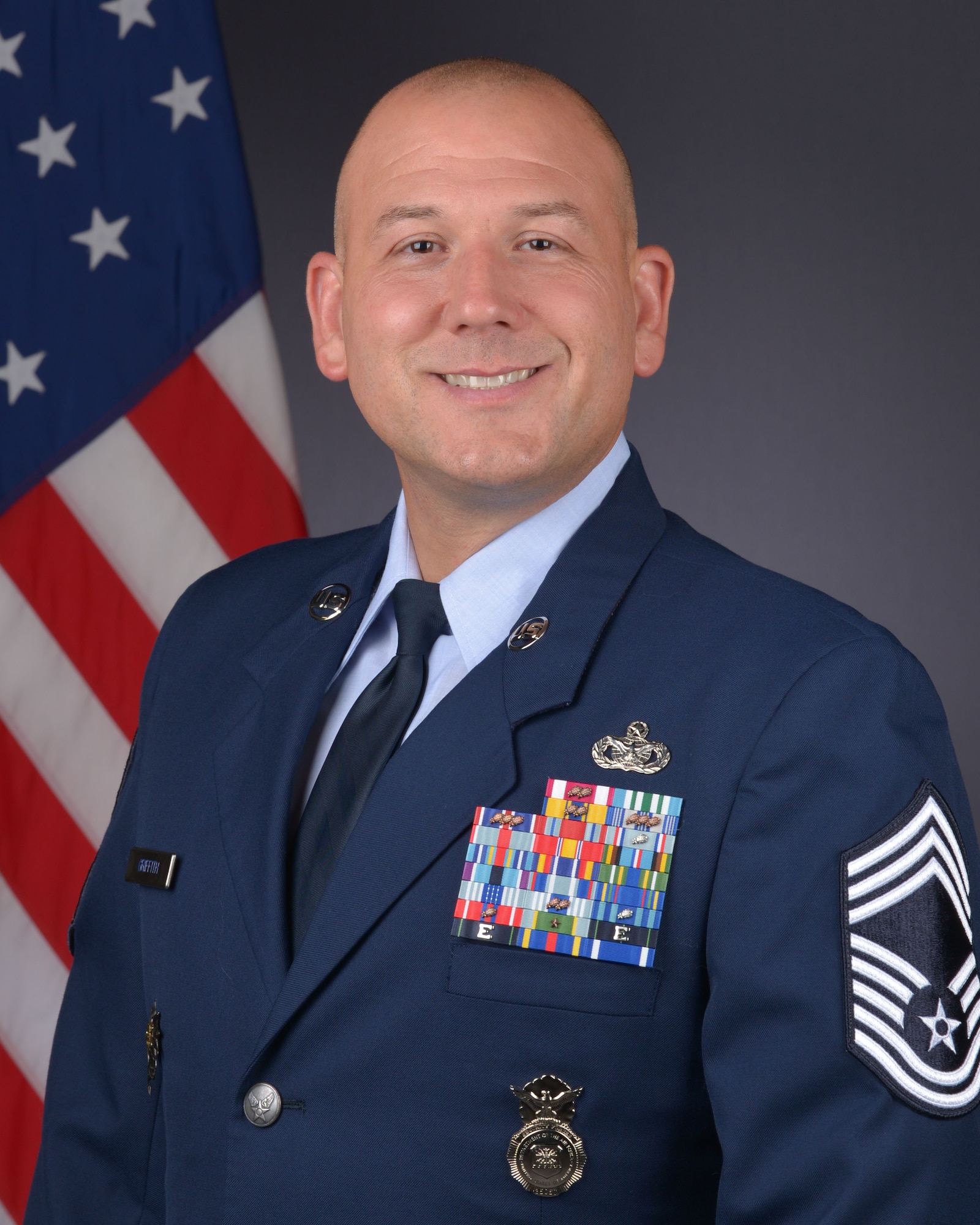 Official Photo of U.S. Air Force Chief Master Sergeant Jeffrey Griffith, Space Launch Delta 45 Security Forces Squadron senior enlisted leader. (Courtesy photo)