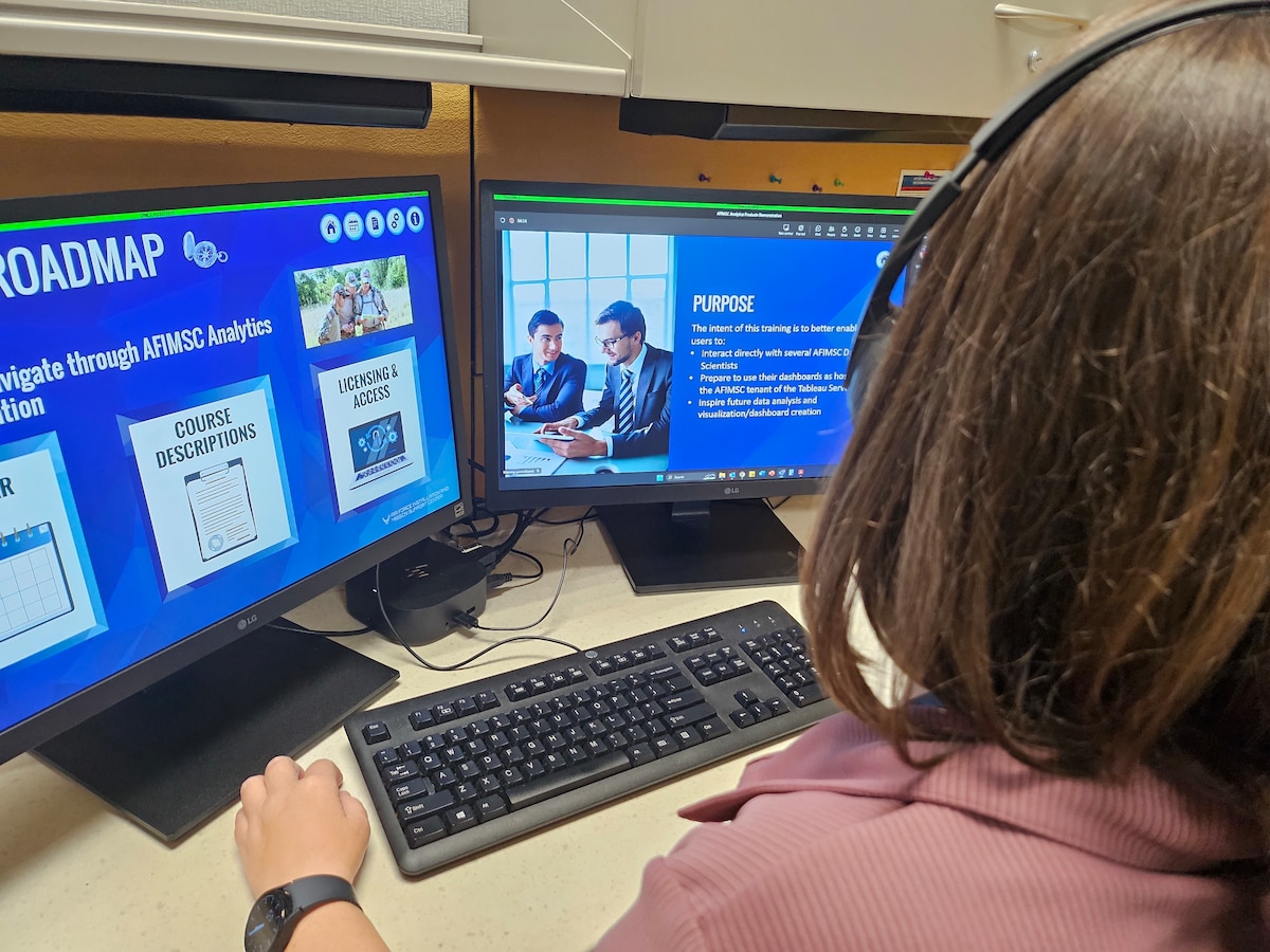Person taking virtual training class