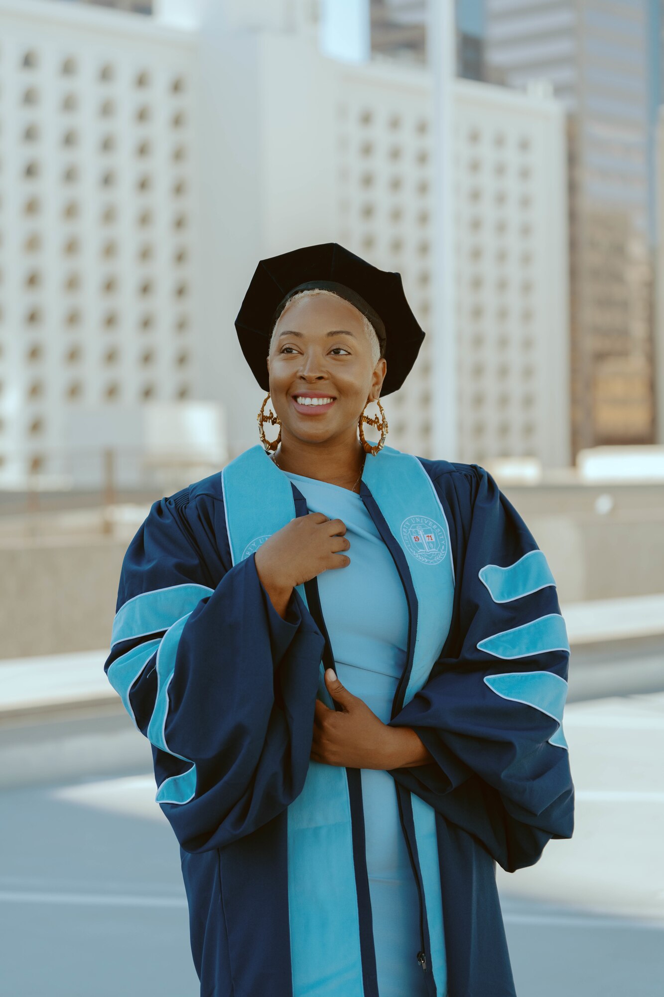 U.S. Air Force Tech. Sgt. Brandy Preston, 56th Operational Support Squadron aircrew flight equipment lead trainer, celebrates her graduation from Liberty University after earning her doctorate degree.
