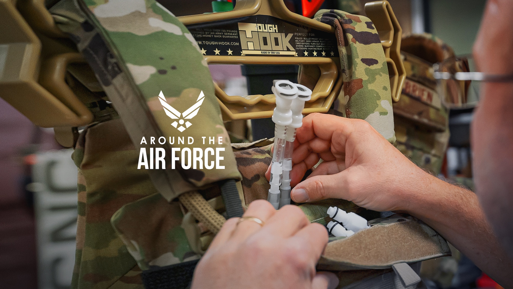 In this week’s look around the Air Force, an innovative cooling system combats heat stress for warfighters, the “Where Airmen and Guardians Get Information” survey goes out to thousands of Department of the Air Force employees, and an autonomous response system is tested for command and control of unmanned vehicles. (U.S. Air Force graphic)