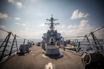 231012-N-GF955-1085 EASTERN MEDITERRANEAN SEA (Oct. 12, 2023) Sailors aboard the Arleigh Burke-class guided-missile destroyer USS Carney (DDG 64) prepare to conduct a replenishment-at-sea with the Lewis and Clark-class dry cargo and ammunition ship USNS Medgar Evers (T-AKE 13), October 12, 2023. Carney is currently a part of the Gerald R. Ford Carrier Strike Group. The strike group is on a scheduled deployment in the U.S. Naval Forces Europe area of operations, employed by the U.S. Sixth Fleet to defend U.S., allied, and partner interests. (U.S. Navy photo by Mass Communication Specialist 2nd Class Aaron Lau)