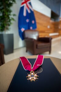 Air Marshal Kevin R. Short, New Zealand Defense Force Chief of Defence Force, receives the Legion of Merit pinned by Adm. John C. Aquilino, Commander of U.S. Indo-Pacific Command, in Wellington, New Zealand, on April 6, 2024. The Legion of Merit is the highest accolade that the U.S. can bestow upon a foreign leader; it is reserved for individuals who have shown exceptionally meritorious conduct in the performance of outstanding services. USINDOPACOM is committed to enhancing stability in the Indo-Pacific region by promoting security cooperation, encouraging peaceful development, responding to contingencies, deterring aggression and, when necessary, fighting to win. (U.S. Navy photo by Chief Mass Communication Specialist Shannon M. Smith)