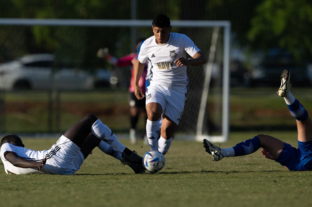 2024 Armed Forces Men's Soccer Championship hosted by Marine Corps Logistics Base Albany, Georgia at Albany State University from April 2-10. The Armed Forces Championship features teams from the Army, Marine Corps, Navy (with Coast Guard runners), and Air Force (with Space Force Runners). (DoD photo by EJ Hersom)