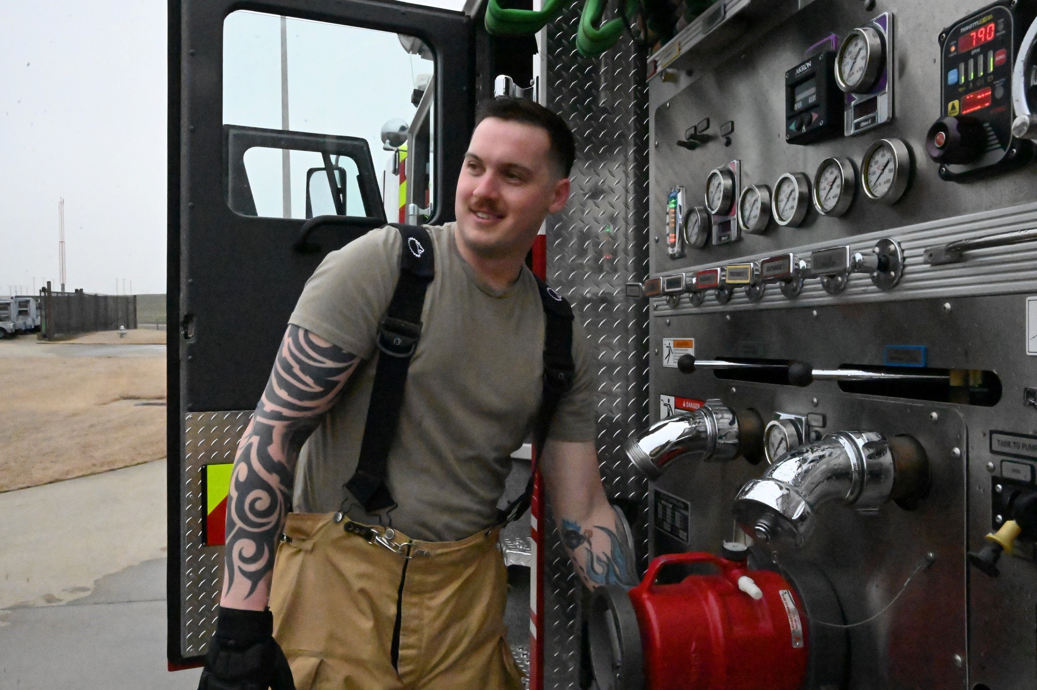 U.S. Air Force firefighters, 164th Civil Engineering Squadron, perform essential upgrade training at the Memphis Air National Guard Base.
U.S. Air Force Staff Sgt. Peter Kuykendall, a 164th Civil Engineering Squadron firefighter, said, 