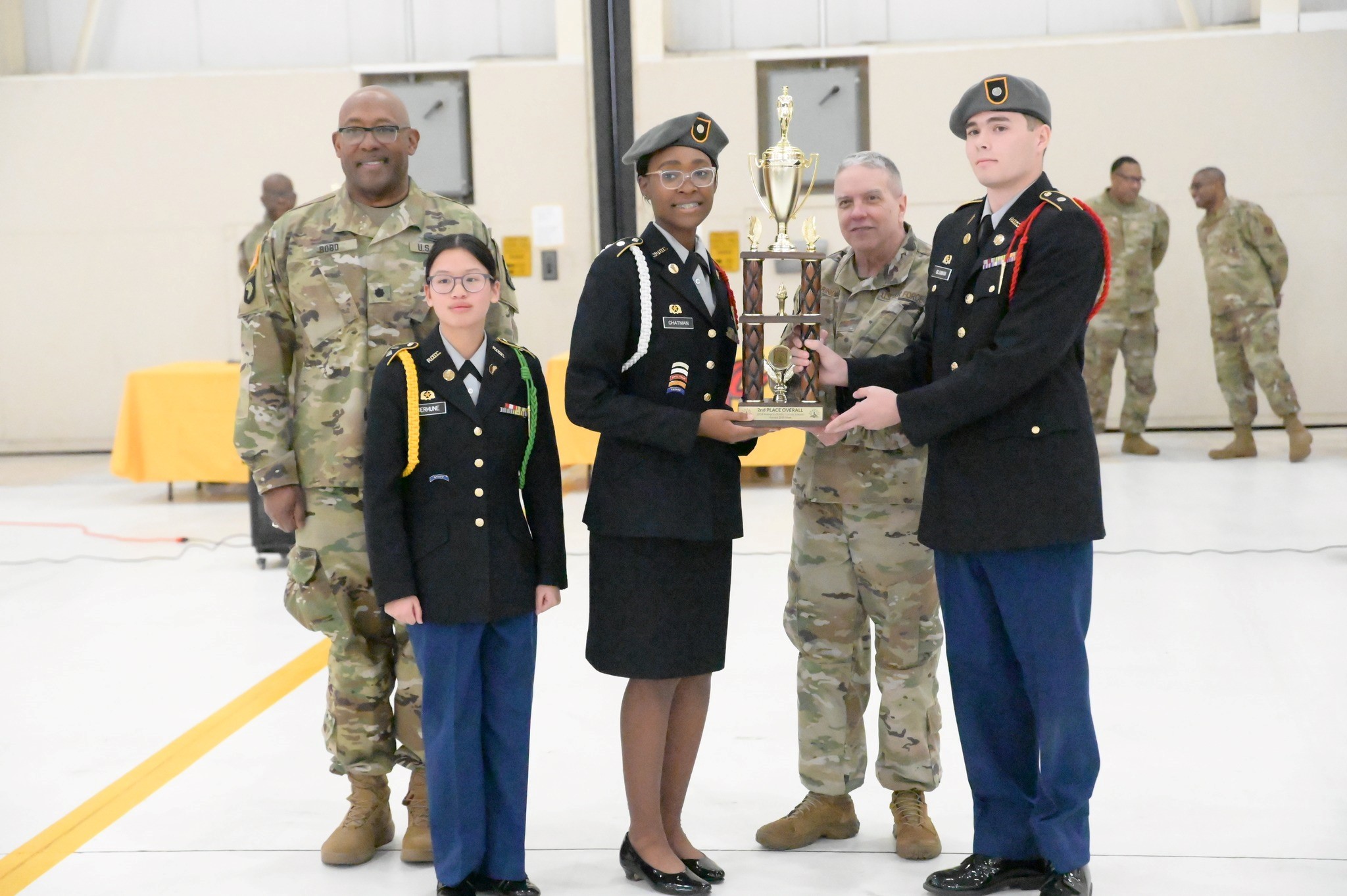 Fifteen schools in the Memphis-Shelby County School Junior ROTC participate in a drill competition held at the 164th Airlift Wing in Memphis, Tennessee Feb. 17, 2024. This was the 22nd competition for the MSCS Junior ROTC and the first time that the 164th AW was involved in it. (U.S. Air National Guard photos by Staff Sgt. Kendall Walker)