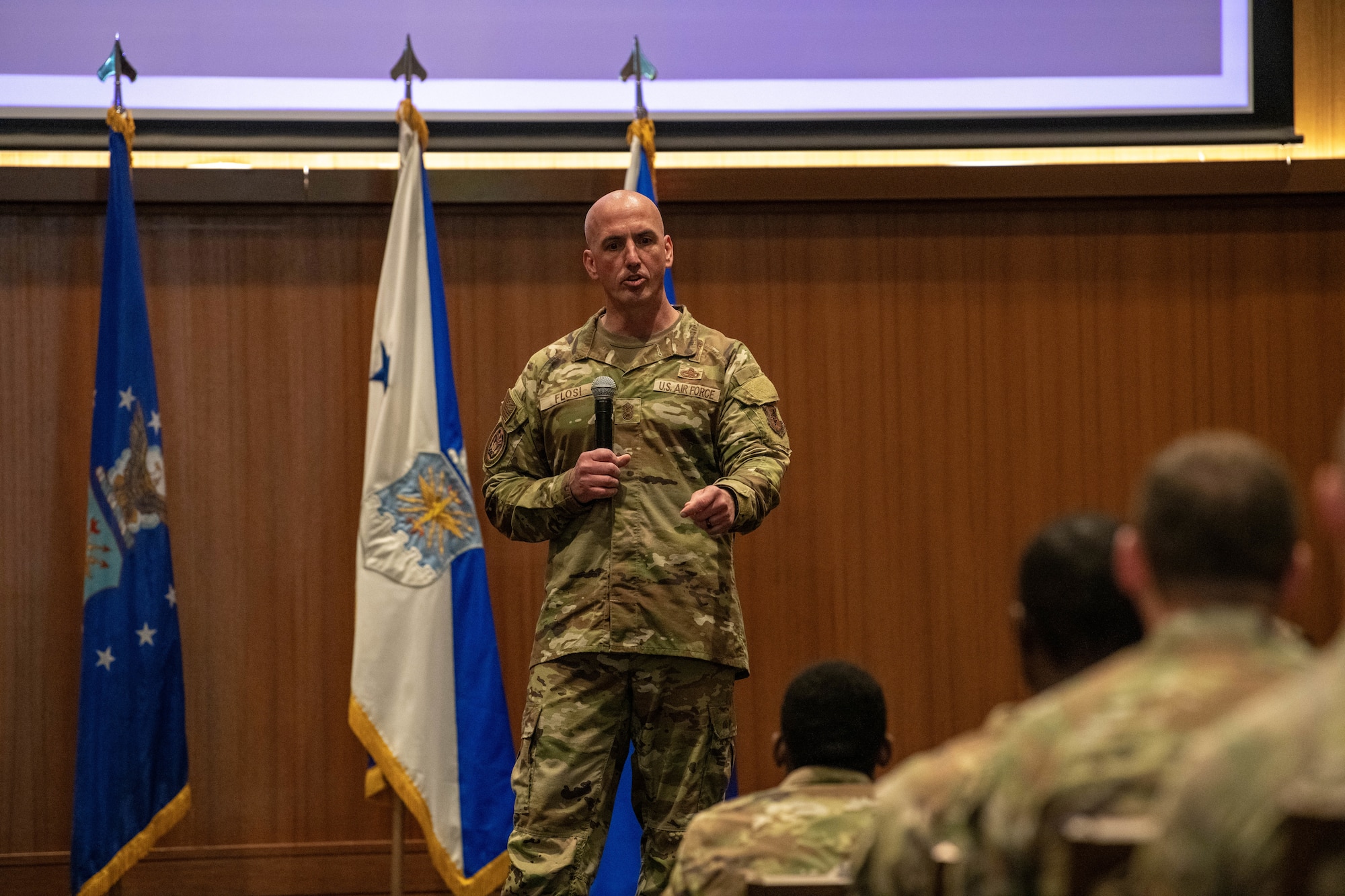 CMSAF speaks to Kadena Airmen.