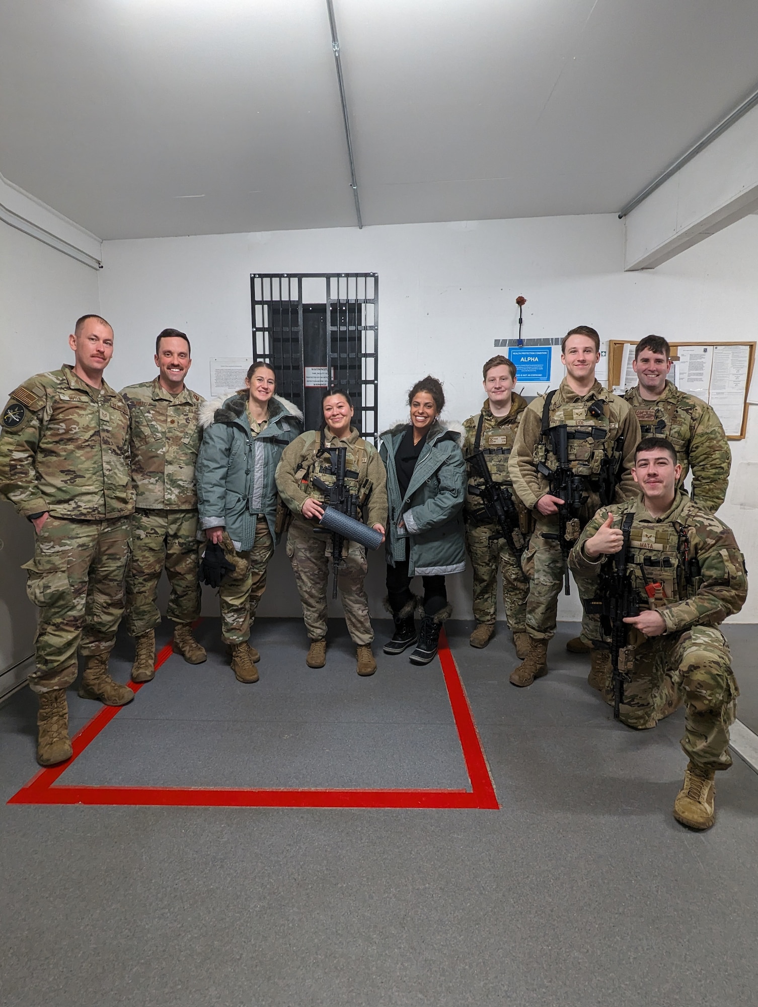 Members from Schriever Space Force Base’s Operational Support Team pose with members from the 821st Space Base Group during a recent visit to Pituffik Space Base, Greenland, March 18, 2024. The purpose of the visit was to increase servicemembers’ understanding of the impact their environment plays on their physical health while providing them with the tools to combat these daily stressors in order to optimize their performance and prevent potential injuries. (Courtesy photo provided by U.S. Air Force Maj. Sean Batzer)