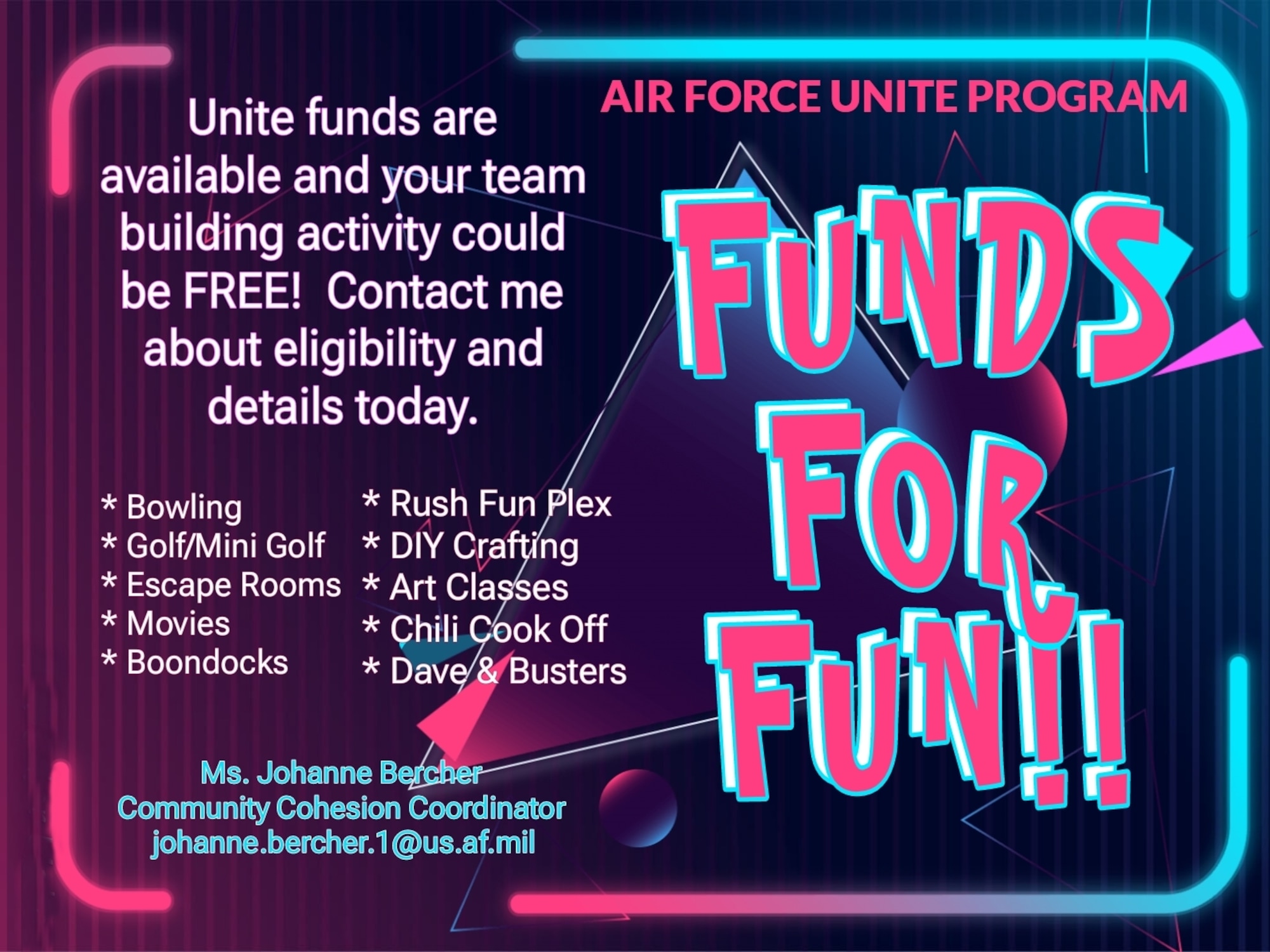 A graphic detailing the Air Force Unite program benefits.