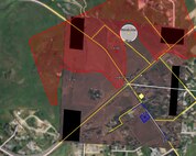 A screenshot from a video demonstration outlines the use of artificial intelligence to create augmentations for full-motion video, matching geographic features to align live imagery, identify roads, key landmarks and other mission-essential data. The demonstration highlighted Project Theia, a National Guard-based initiative to speed communications via AI while also eliminating errors for analysts and ground-based responders to wildfires.
