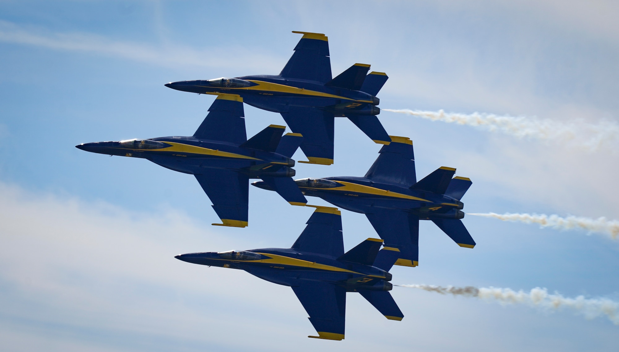 U.S. Navy Blue Angels perform during the Beyond the Horizon Air and Space Show at Maxwell Air Force Base, Ala. April 6, 2024. The air and space show boasted a variety of activities, including military and civilian aerial demonstrations, static display aircraft, and a STEM expo. Organized by Maxwell Air Force Base in collaboration with civilian partners and sponsors, the event aimed to celebrate the rich heritage of aviation while also providing an opportunity for the public to engage with the military community. (U.S. Air Force Photo Senior Master Sgt. Richard P. Ebensberger)