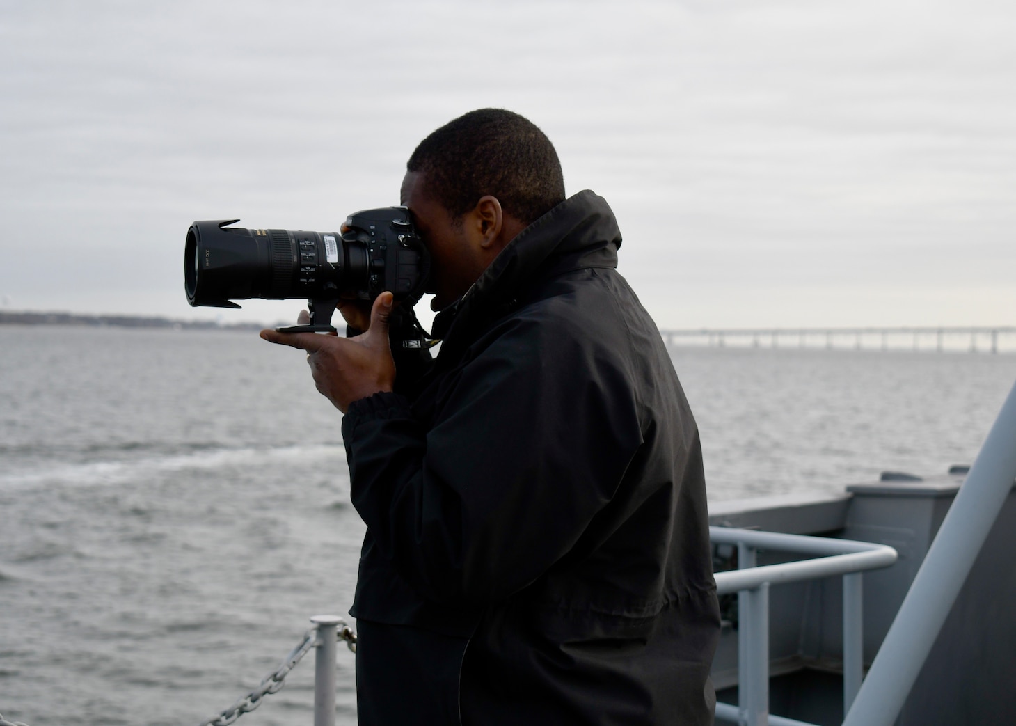 ANNAPOLIS, Maryland (March 26, 2024) - Mass Communication Specialist 1st Class Lorenzo Burleson of the Navy Reserve Chief of Information Office (NR-CHINFO) unit performs Operational Task Visual Information (OPTASK VI) training aboard a U.S. Naval Academy Yard Patrol craft. OPTASK VI is a no-fail mission designed to capture and document unsafe, unprofessional, or nefarious activities at sea, on land, and in the air.

The NR-CHINFO Sailors coordinated with the Naval Academy and Navy Reserve Maritime Expeditionary Security Squadron EIGHT as part of Train the Force efforts to prepare them for mobilization and war fighting assignments.